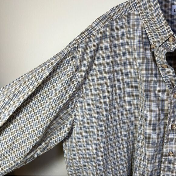 ✨ Carhartt Men’s Plaid Button Down Shirt Tan Blue 2XL Tall - Picture 4 of 10